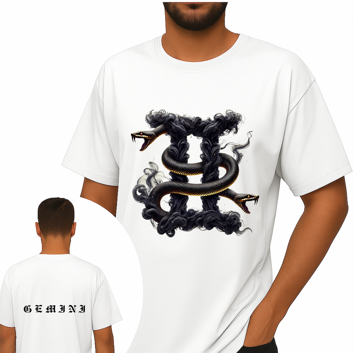 Gemini Zodiac T-Shirt | Dual Personality Front & Back Graphic Tee