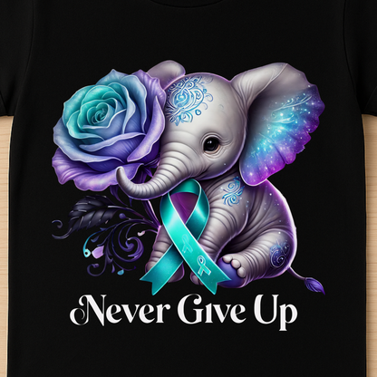 Never Give Up Suicide Awareness T-Shirt | Elephant Support Tee