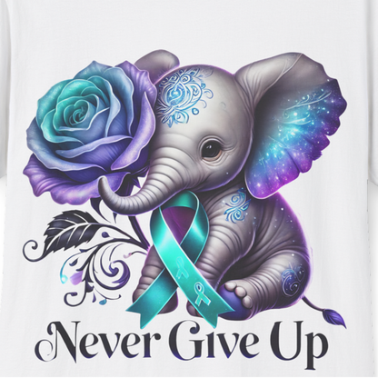 Never Give Up Suicide Awareness T-Shirt | Elephant Support Tee