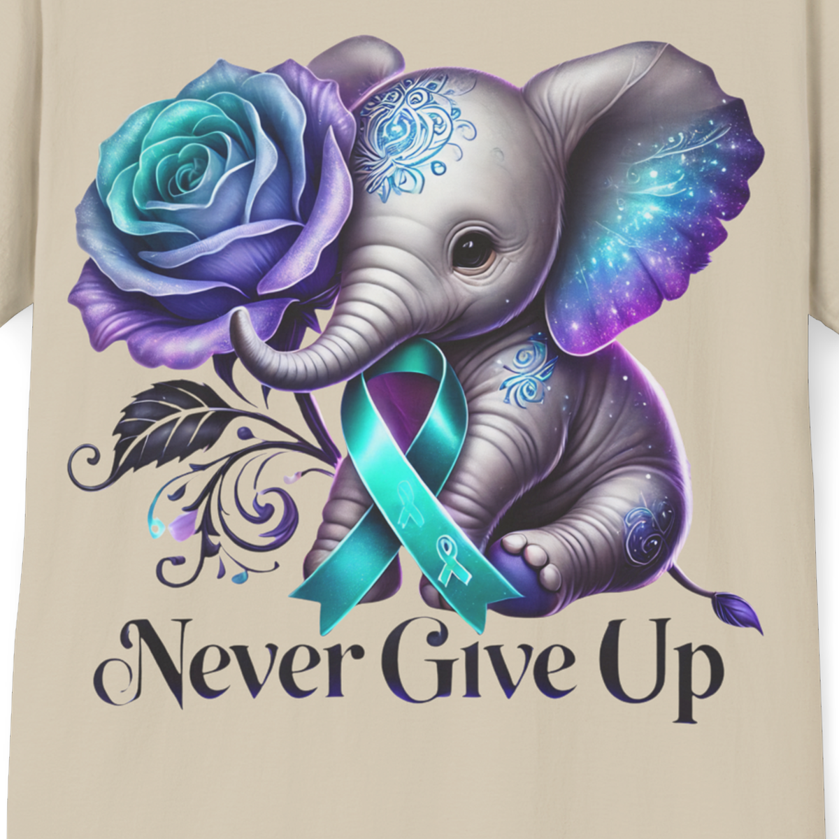 Never Give Up Suicide Awareness T-Shirt | Elephant Support Tee