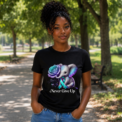 Never Give Up Suicide Awareness T-Shirt | Elephant Support Tee