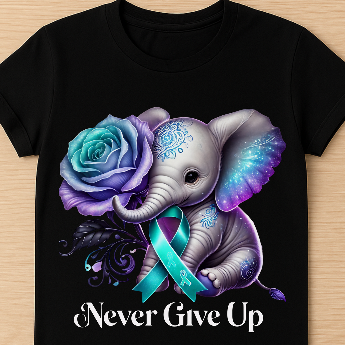 Never Give Up Suicide Awareness T-Shirt | Elephant Support Tee