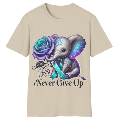 Never Give Up Suicide Awareness T-Shirt | Elephant Support Tee