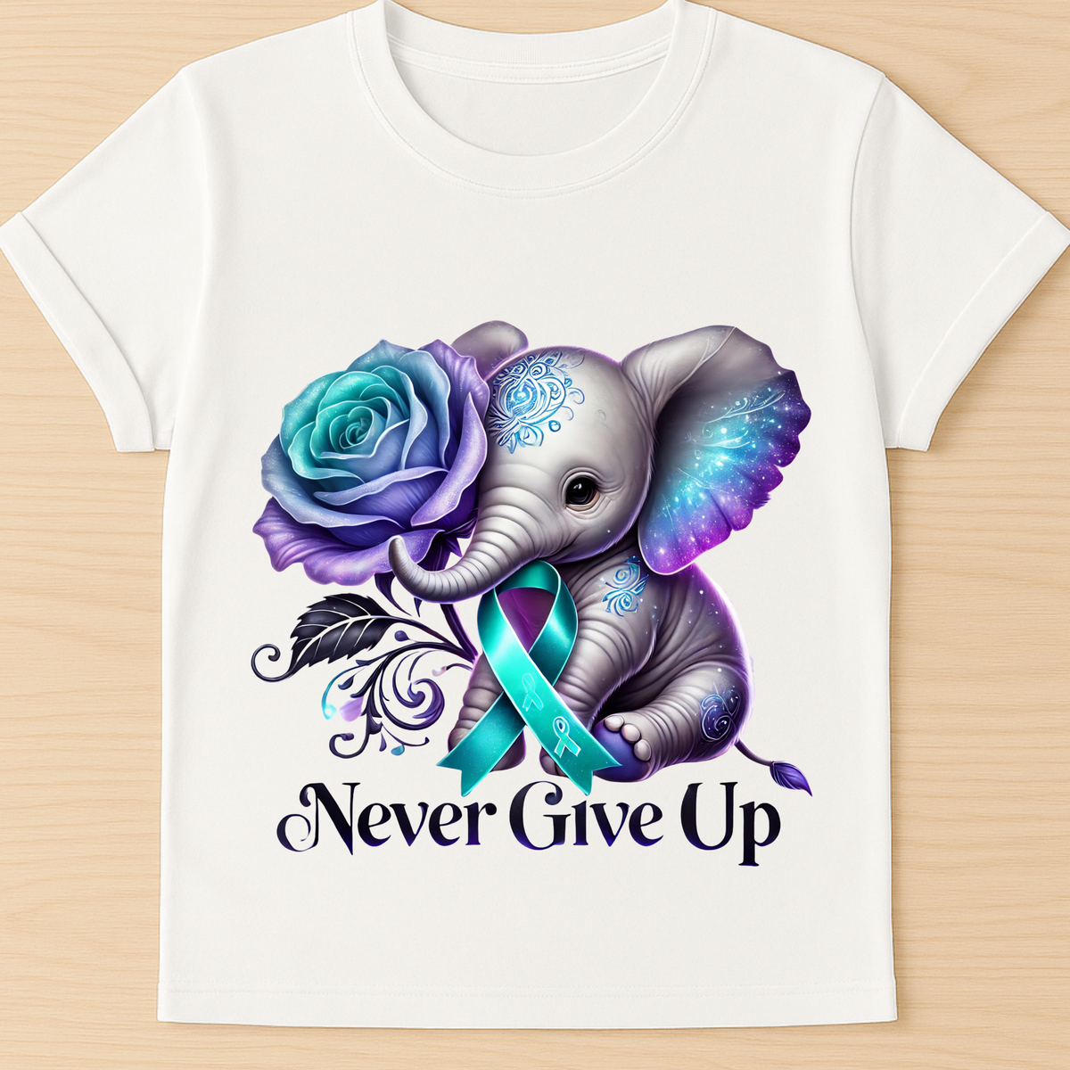 Never Give Up Suicide Awareness T-Shirt | Elephant Support Tee