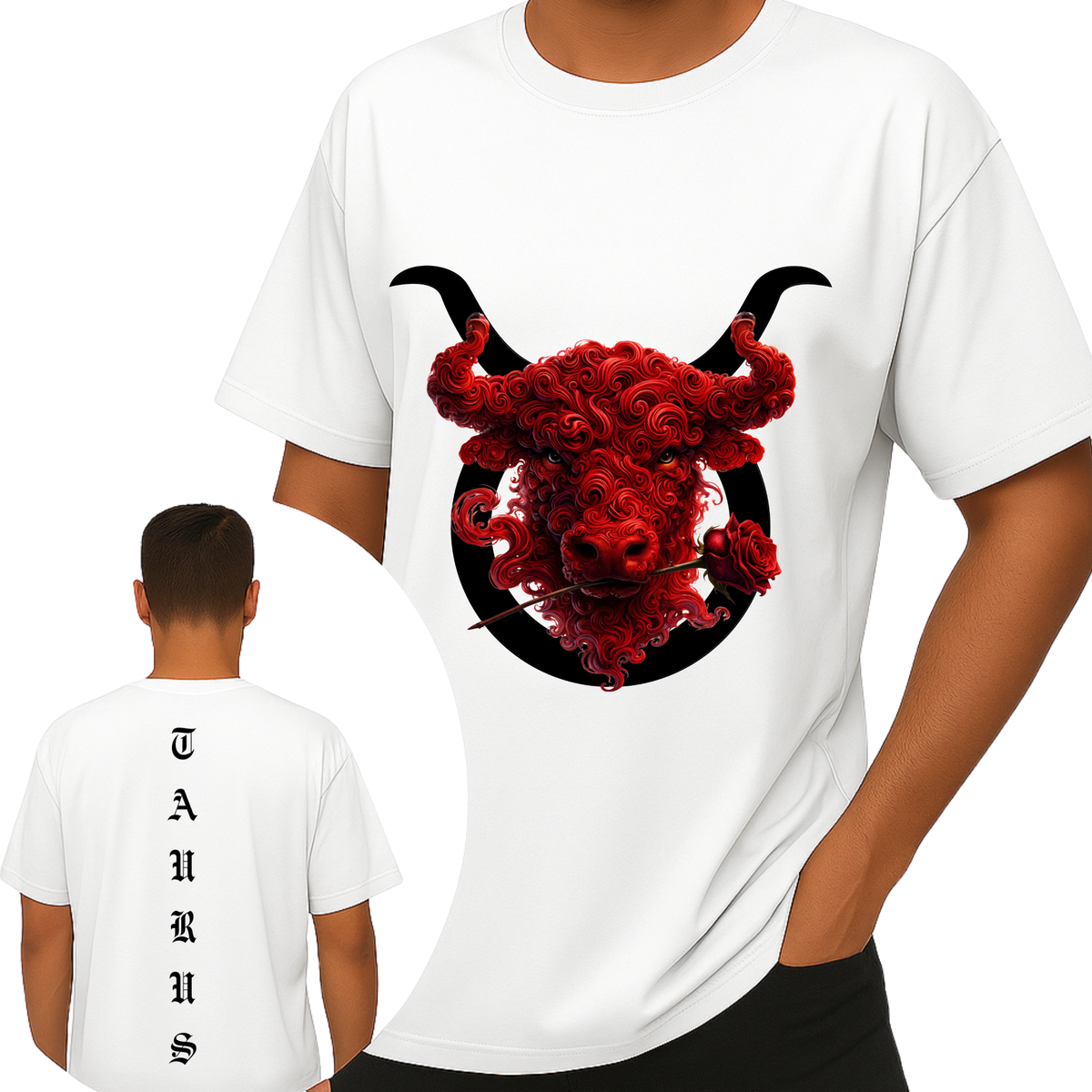 Taurus Zodiac T-Shirt | Red Bull Front & Back Graphic Tee