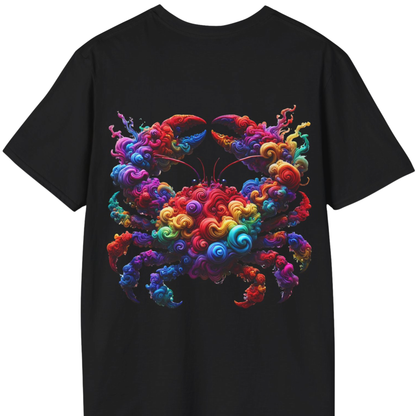 Cancer Zodiac T-Shirt | Colorful Crab Front & Back Graphic Tee