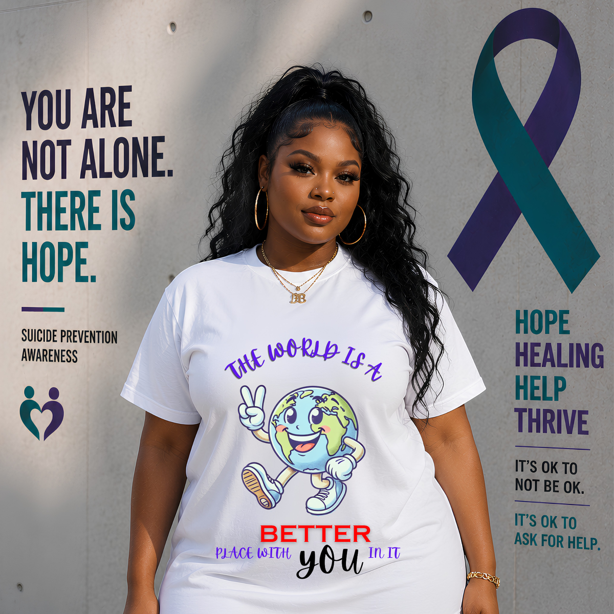 The World Is Better With You T-Shirt | Positive Mental Health Awareness Tee