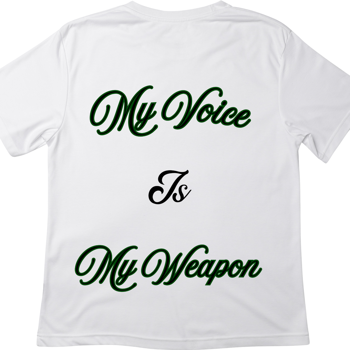 My Voice Is My Weapon T-Shirt | Women’s Empowerment Front & Back Tee