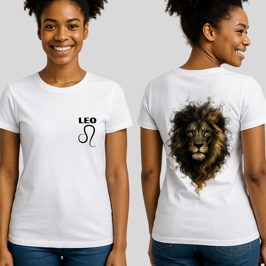 Leo Zodiac T-Shirt | Lion Front & Back Graphic Tee