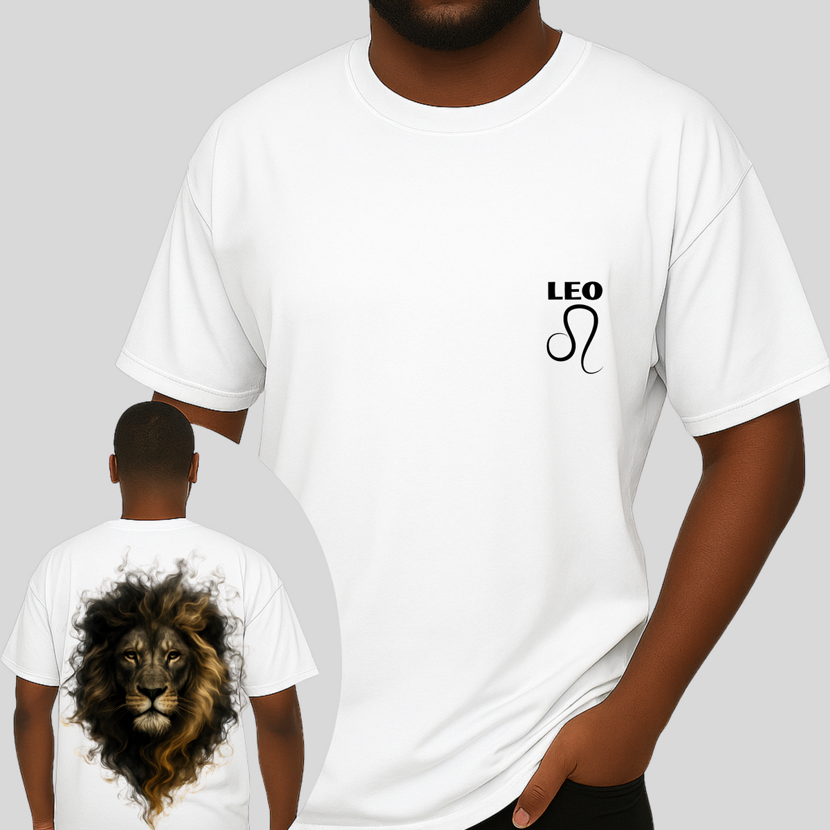 Leo Zodiac T-Shirt | Lion Front & Back Graphic Tee