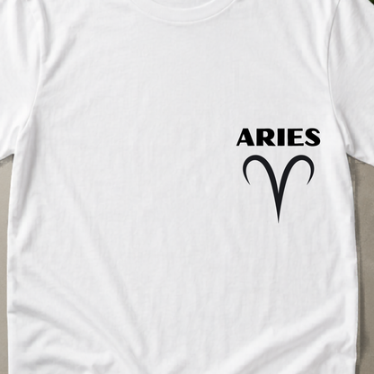 Aries Zodiac T-Shirt | Bold Ram Front & Back Graphic Tee