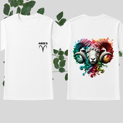 Aries Zodiac T-Shirt | Bold Ram Front & Back Graphic Tee