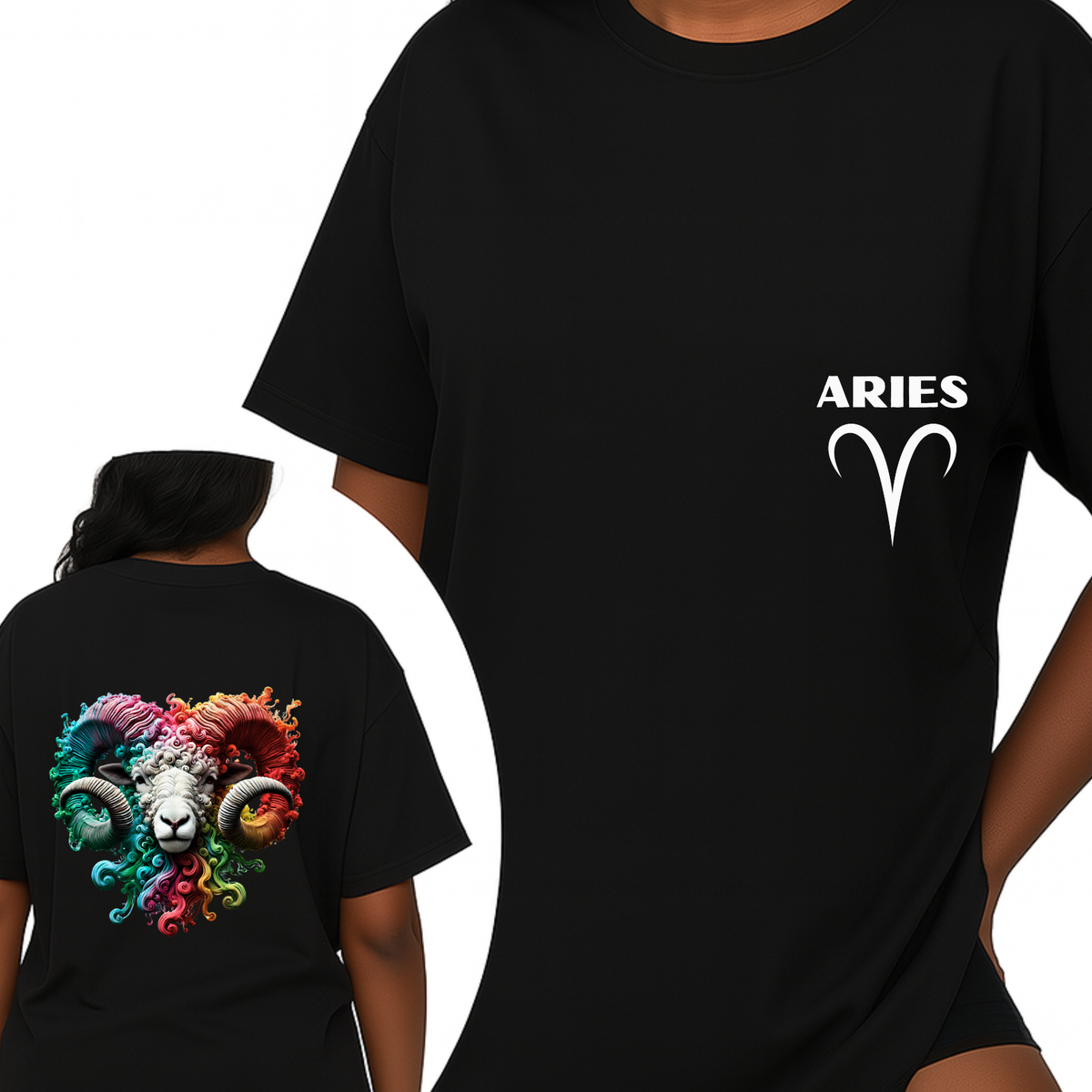 Aries Zodiac T-Shirt | Bold Ram Front & Back Graphic Tee