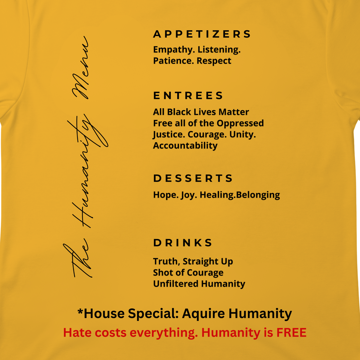 Acquire Humanity T-Shirt | Inspirational Front & Back Statement Tee