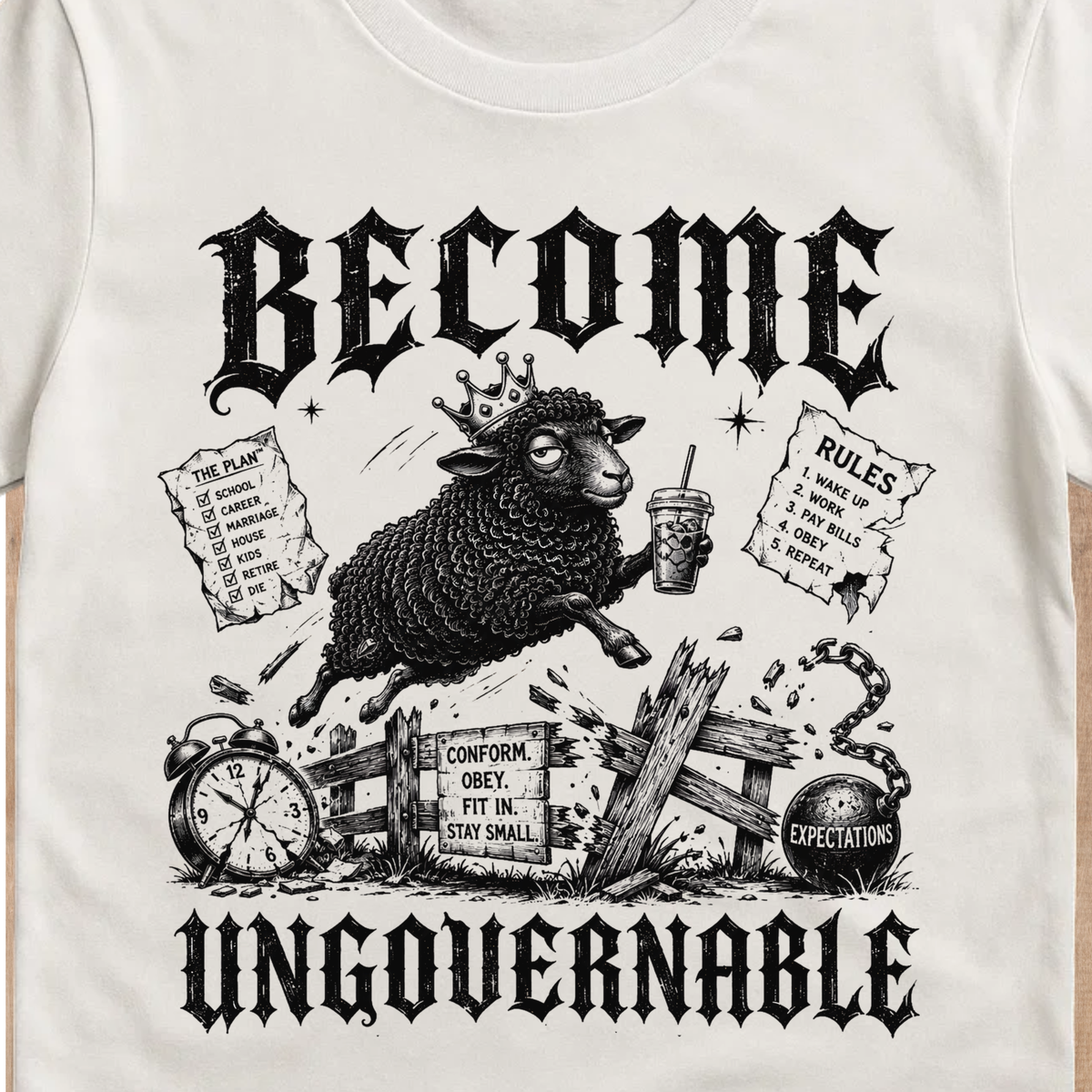 Become Ungovernable T-Shirt | Bold Rebel Statement Graphic Tee