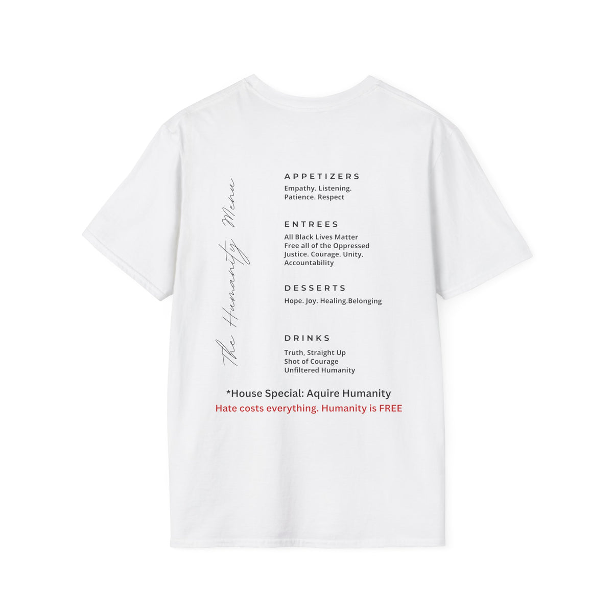 Acquire Humanity T-Shirt | Inspirational Front & Back Statement Tee