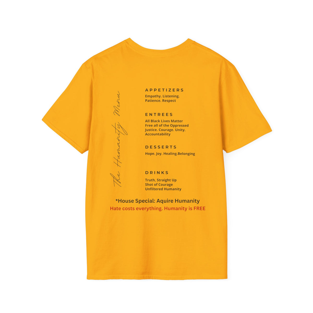 Acquire Humanity T-Shirt | Inspirational Front & Back Statement Tee