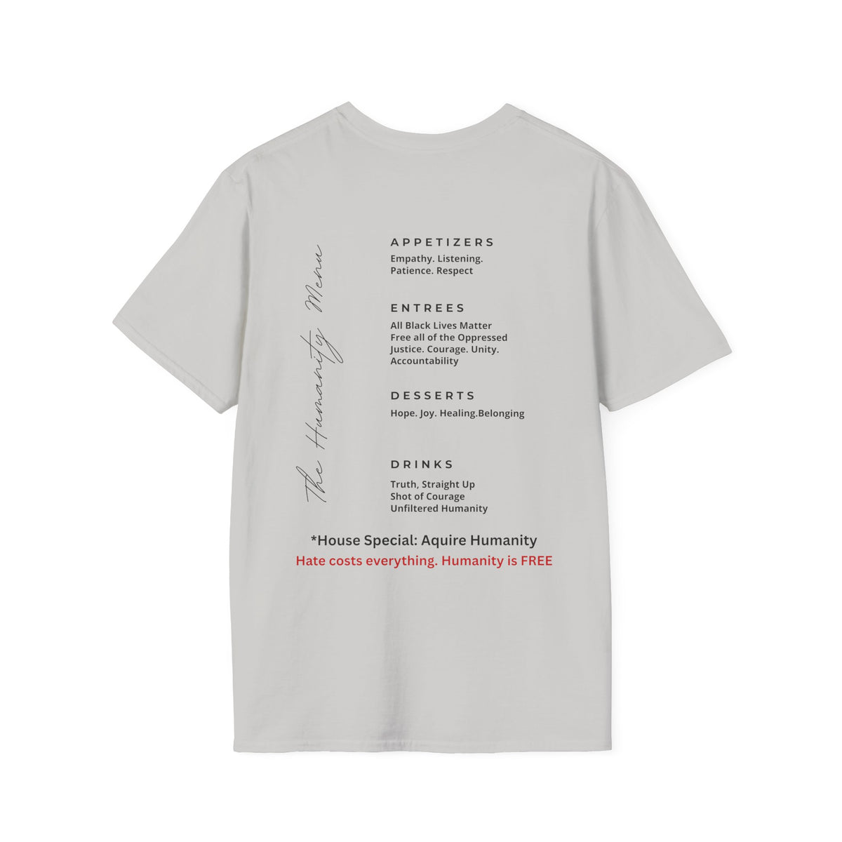 Acquire Humanity T-Shirt | Inspirational Front & Back Statement Tee